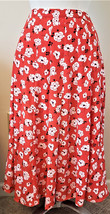 Made in France Karl Lagerfeld  A-line Pleated Lined Skirt Sz-14 Red/Floral Print - £31.37 GBP