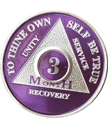 3 Month Purple Silver Plated AA Medallion 90 Day Chip - £15.02 GBP
