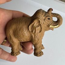 Vintage Hand Carved Wood Elephant Figurine Trunk Up Lucky Charm Decor - $14.00