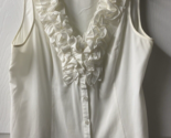 Spense Womens XL  White Ruffled Sleeveless Button Up Career Blouse Top - $12.36