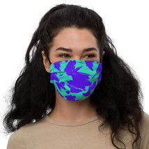 Abstract Brush Art Design Neon Blue Face Mask - £14.05 GBP