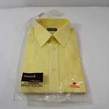 Arrow Mach II Mens Collared Shirt Yellow NOS 15 1/2&quot; Neck Slim Fit Long Sleeve - £22.89 GBP