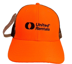 United Rentals Blaze Orange Camo Hunting Hat Cap Mesh Back Snapback New - £20.49 GBP