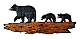 Bear Family Hand Crafted Intarsia Wood Art Wall Hanging 34 X 20 X 3 Inches - £139.27 GBP