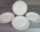 Corelle Gray Solitary Rose Saucer Set of 4 Saucers Single Band Apricot G... - $12.82