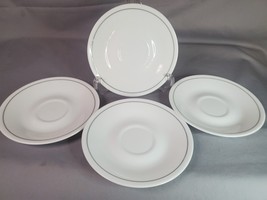 Corelle Gray Solitary Rose Saucer Set of 4 Saucers Single Band Apricot G... - £10.05 GBP