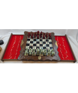 Japanese Chess Set Folding Board Game Case Asian Chinese Hand Carved Vin... - $79.19