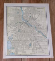 1896 Original Antique City Map Of Minneapolis / St. Paul / Minnesota - £16.80 GBP