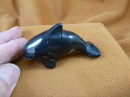 (Y-WHA-KI-746) Black onyx KILLER WHALE ORCA gemstone figurine gem whales - $24.99
