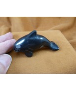 (Y-WHA-KI-746) Black onyx KILLER WHALE ORCA gemstone figurine gem whales - $35.07 CAD