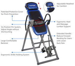 Heavy Duty Back Pain Relief Inversion Table for Pain Heat Massage Foldable  - $174.13