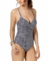 Island Escape Gemini One Piece Crossover Bust Swimsuit (8) Navy/White 9401-9 - £18.57 GBP