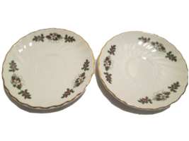 Fine English Tableware &quot;Noel&quot; Set of 2 Saucers Holly Berries English  - £6.36 GBP
