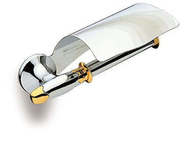 Filigrana Polished chrome and gold toilet paper holder with lid.  - £131.16 GBP