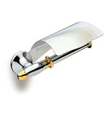 Filigrana Polished chrome and gold toilet paper holder with lid.  - $227.03 CAD