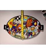 Prospero Colorful Jazzy Hobo 2 Handled Oval Platter 11” x 18” Studio Des... - $54.85