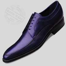 New Superior Blucher Style In Purple Color Genuine Leather Derby Wedding Shoes - £102.14 GBP