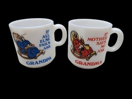 If Mother Says No Ask Grandma Milk Glass Mugs All else fails ask Grandpa vintage - £15.56 GBP
