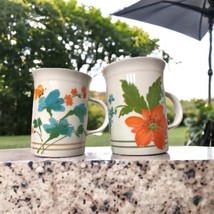 2 Hammersley Flower Floral Bone China Coffee Tea Mugs Cups Flowers Butterflies - £17.37 GBP