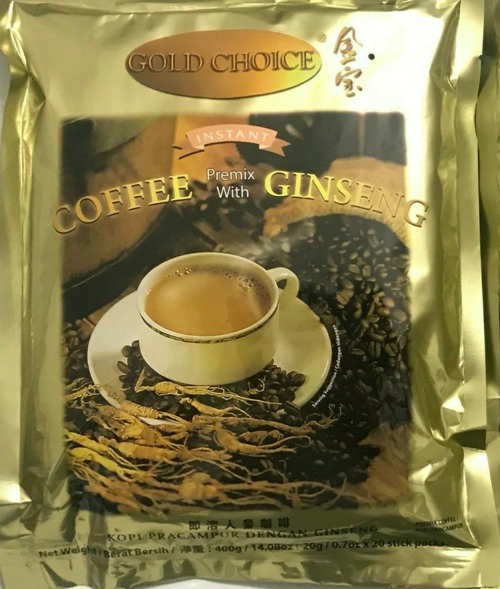 1/3/6/8 Bags, Gold Choice Instant Coffee Premix With Ginseng 14.08 Oz / 400 G