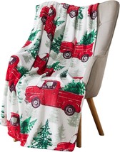 Serafina Home, Country Rustic Red Truck With Tree On White, 50 X 60 Inches - £27.65 GBP