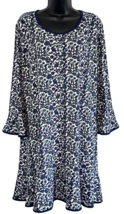 Michael Kors Floral Print Ladies Dress Bell Sleeve A-line Navy Green Siz... - £18.28 GBP