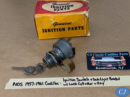 NOS 1957-1961 CADILLAC IGNITION SWITCH DASH LIGHT BRACKET W/ LOCK CYLIND... - $331.64