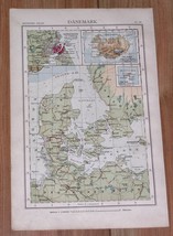 1901 Antique Map Of Denmark / Copenhagen / Schleswig Holstein / Germany - £13.66 GBP