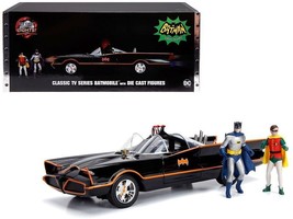 Classic TV Series Batmobile with Working Lights, and Diecast Batman and Robin Fi - £67.84 GBP