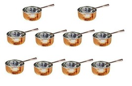 Set of 10 - Prisha India Craft  Handmade Steel Copper Bowl Spoon Set , Hammered  - £61.55 GBP