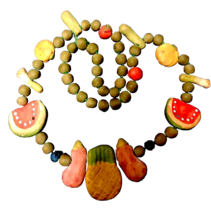 Colorful Fruit Salad Chunky Bead Layered Statement Necklace Vacation Island - £10.72 GBP