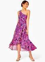 NWT Lilly Pulitzer One Shoulder Monico Dress Flirty Fins and Feathers XL - £152.65 GBP
