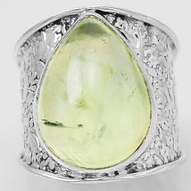 Genuine Prehnite Ring Size 8 or Q for UK, 925 Silver - £25.57 GBP