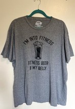 Crazy Dog T Shirt Mens Size 2XL Gray Fitness Beer In My Belly Mug Graphi... - $19.80