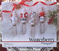 4 Pfaltzgraff Winterberry Spreaders Stocking Santa Snowman Nutcracker New In Box - £7.96 GBP