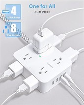 Surge Protector Power Strip - Extension Cord with 8 Widely Outlets 4 USB Ports - £18.44 GBP