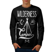 Wellcoda Wild Camper Moon Mens Long Sleeve T-shirt, Adventure Graphic Design - £18.19 GBP