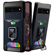 Multi-Functional Card Magnetic RingStand Hybrid Case Blue For Google Pixel 7 Pro - £6.84 GBP