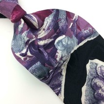 Carlo Palazzi Tie Floral Portrait Black Purple Gray Silk Necktie Ties I1... - $15.83