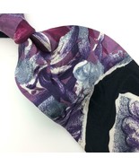 Carlo Palazzi Tie Floral Portrait Black Purple Gray Silk Necktie Ties I1... - £12.38 GBP