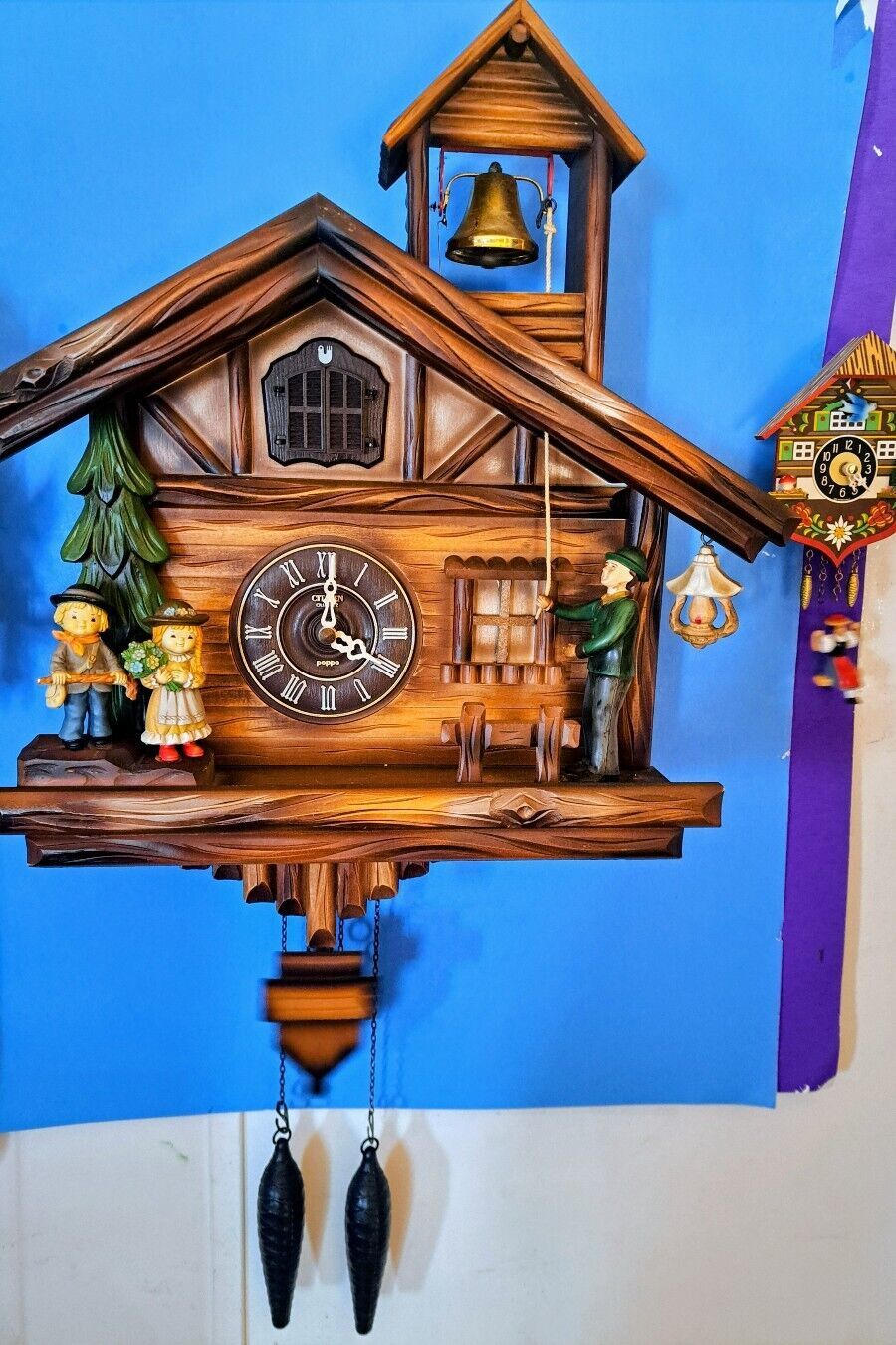 Citizen/Poppo Mountain School House Bell Ringer Cuckoo Clock - $494.01