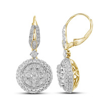 14kt Yellow Gold Womens Round Diamond Circle Cluster Dangle Earrings 2-1... - £2,554.06 GBP