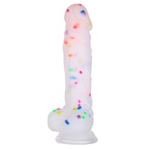 8.2 Inch Confetti Clear Silicone Dildo With Flared Suction Cup Base For Hands-Fr - £29.01 GBP