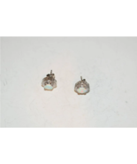 Sterling Silver Opal &amp; Diamond Oval Halo Stud Earrings - £36.03 GBP