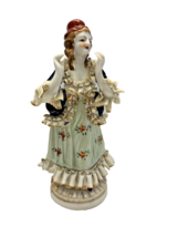 Woman Figurine Occupied Japan Porcelain Colonial 6 1/2 Inches Tall Antique Vtg - $17.63