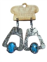 Art By Amy Labbe women's oblong with turquoise center earrings in Silver - size - $84.15