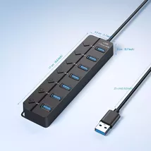 7-Port USB 3.0 Hub Splitter 5Gbps with Power Adapter - $5.77