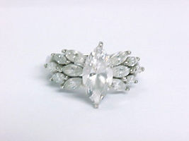 DIAMONIQUE Marquise Cubic Zirconia Sterling Silver RING - Size 6 - £54.23 GBP