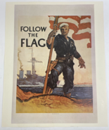 VINTAGE - U.S. Navy Recruitment Poster &quot; FOLLOW THE FLAG &quot; MILITARY 16&quot; ... - £15.54 GBP