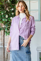 Veveret Raw Hem Button Up Long Sleeve Shirt - £39.07 GBP